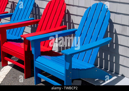 Usa Massachusetts Ma Colorful Red And Blue Adirondack Chairs Made
