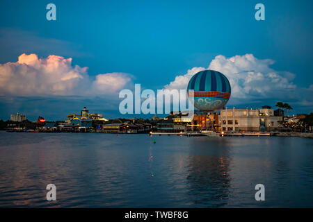 Orlando, Florida. June 03, 2019. Panoramic view of Balloon Flight at Disney Springs in Lake Buena Vista area Stock Photo