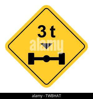 Maximum weight per axle traffic sign on white background Stock Vector