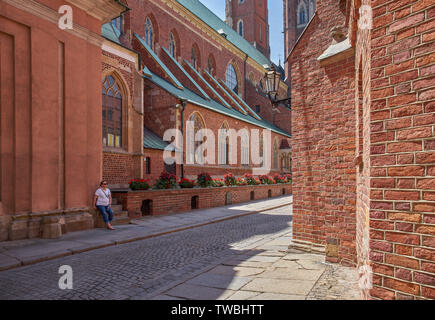 Cathedral street  Wroclaw ostrow Tumski Lower Silesia Poland Stock Photo