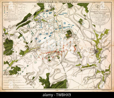 Map of the Battle of Waterloo, print, 1816 Stock Photo