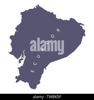 Ecuador silhouette map isolated on white background Stock Vector