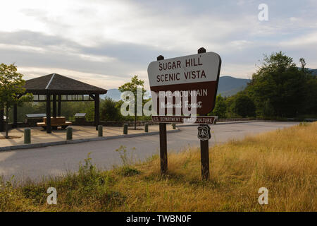 Sugar Hill Scenic Vista sign at Sugar Hill Overlook on Kancamagus ...