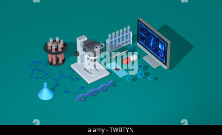 biology and genetics concept animation. new technologies, isometric view (3d  render Stock Photo - Alamy