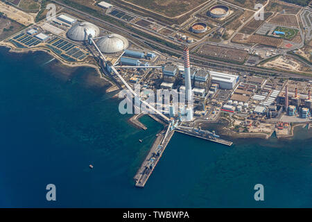 coal  thermoelectric power plant aerial view Stock Photo