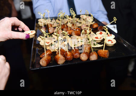 Finger food canapes at a wedding Stock Photo
