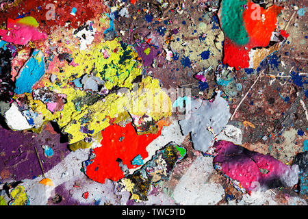 old color flakes falling to the ground Stock Photo