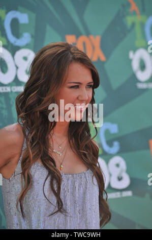 LOS ANGELES, CA. August 03, 2008: Miley Cyrus at the 2008 Teen Choice Awards at Universal Studios, Hollywood.  © 2008 Paul Smith / Featureflash Stock Photo