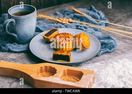 Chinese traditional festival Mid-Autumn Festival moon cake refreshments Stock Photo