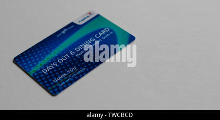 May 2019, Wales, UK CapitalOne Dinning Card isolated on a white background. Stock Photo