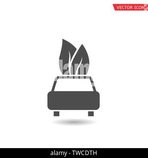 Car with leaves icon. Hybrid auto icon, vector illustration Stock Vector