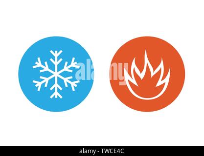 Snowflake and fire icons. Cold and hot signs Stock Vector