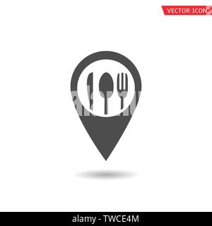 Spoon knife and fork map pin icon. Vector illustration Stock Vector