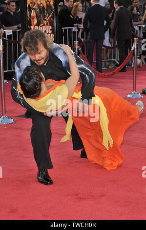 LOS ANGELES, CA. August 11, 2008: Jack Black & wife Tanya Haden at the Los Angeles premiere of his new movie 'Tropic Thunder' at the mann Village Theatre, Westwood. © 2008 Paul Smith / Featureflash Stock Photo