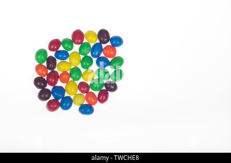 Peanut M&M’s candy multi-color snacks with milk chocolate, candy coating & roasted peanuts by Mars, Inc. on white Stock Photo