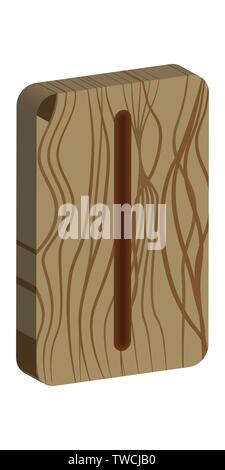 Rune Isaz. Vertical projection. Scandinavian. Imitation burning wood. Wood Cut Texture Stock Vector