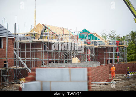 New build houses on a building site in Cheshire Stock Photo