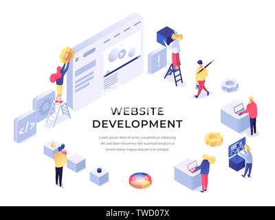 Website design and development concept isometric vector illustration Stock Vector