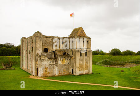 Castle Rising, Norman Castle Ruins in Norfolk, Near Sandringham on a Rainy Summers Day in August 2017 Stock Photo