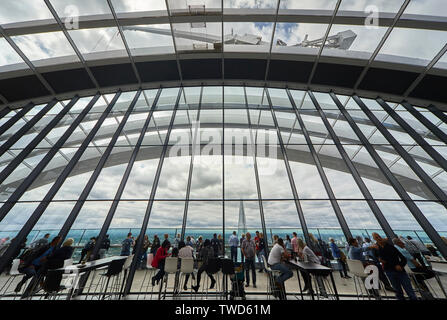 The Sky Garden at 20 Fenchurch Street is a unique public space that spans three storeys and offers 360 degree uninterrupted views across London Stock Photo