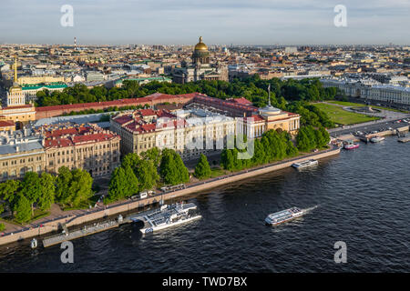 The French Catamaran Energy Observer against sights of the city, working for pure and renewables source of energy, solar energy, wind power, Admiralty Stock Photo