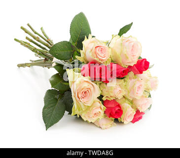 Pink roses bouquet isolated on white background Stock Photo - Alamy