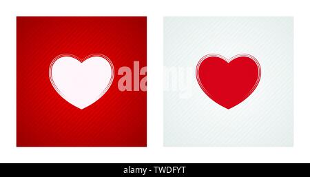 Blank heart sketches on red and white striped backgrounds. Romance backgrounds. Stock Vector