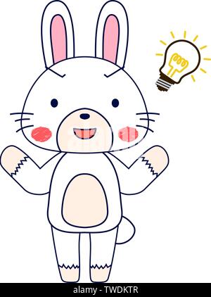 This is a full-length illustration of the cute white Rabbit character. Stock Vector