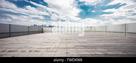 Empty brick floor in cloudsky Stock Photo