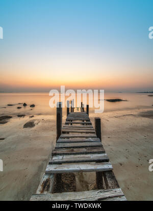 Wooden trestle at the seaside Stock Photo - Alamy