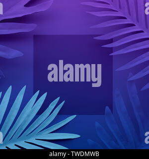 Collection of pastel tropical leaves,foliage plant with space background.Abstract leaf decoration design.Exotic nature for cover template Stock Photo
