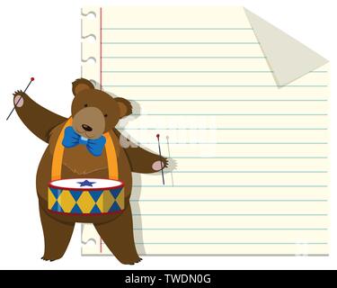 A bear on note template illustration Stock Vector