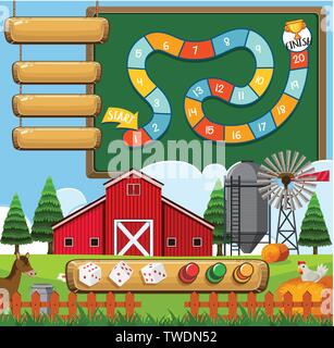 A boardgame farm template illustration Stock Vector