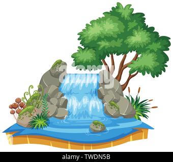 Isolated waterfall on white background illustration Stock Vector