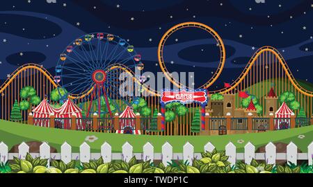 Scene background design with circus at night illustration Stock Vector ...