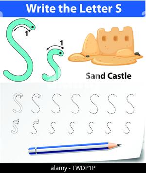 letter s tracing alphabet worksheets illustration stock vector image art alamy