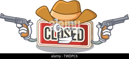Cowboy open sign in the mascot shape Stock Vector Image & Art - Alamy
