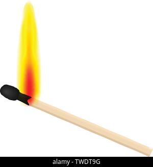 Match on fire on white background. Vector illustration. Stock Vector