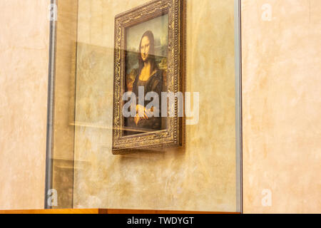 Paris, France, October 07, 2018: Louvre Museum, world's most known and famous painting Mona Lisa La Gioconda Leonardo da Vinci Stock Photo