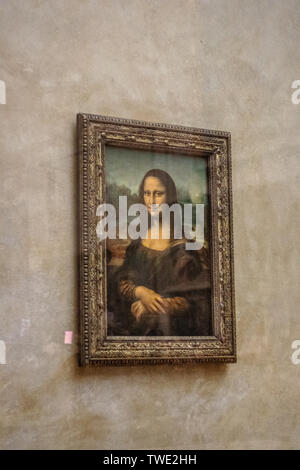 Paris, France, October 07, 2018: Louvre Museum, world's most known and famous painting Mona Lisa La Gioconda Leonardo da Vinci Stock Photo