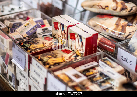 Paris, France, October 07, 2018: Louvre Museum, souvenirs for sale, tourist loot of famous painting Liberty Leading the People by Eugene Delacroix Stock Photo