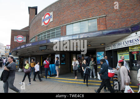 Wood Green tube Station exterior at afternoon rush hour Stock Photo
