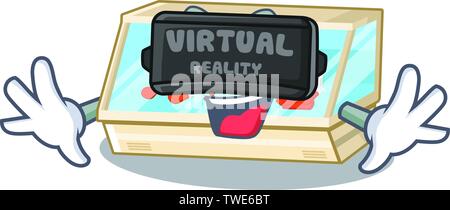 Virtual reality trade counter isolated in the character Stock Vector