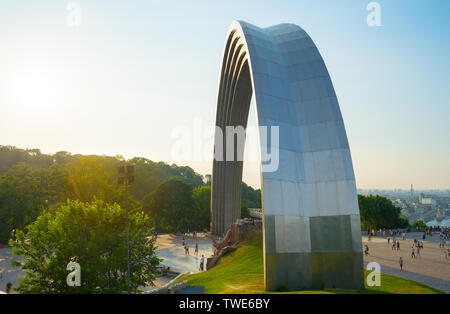 The People's Friendship Arch is a monument in Kiev, Ukraine. Stock Photo