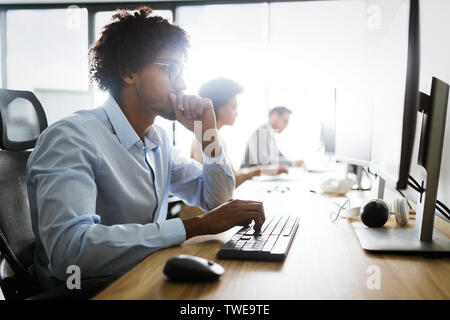 Successful business group of people at work in office Stock Photo