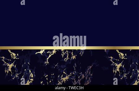Dark blue marble background with gold. Vector Stock Vector