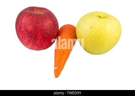 Carrot and apples isolated on white background / odd shape Stock Photo