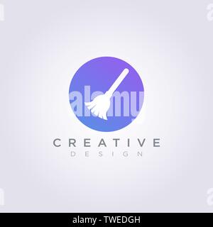 Broom Vector Illustration Design Clipart Symbol Logo Template. Stock Vector