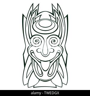 Tiki idol mask Line Art Stock Vector