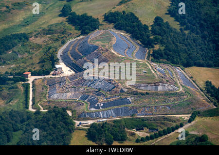 Slate pit in italy aerial view from airplane Stock Photo